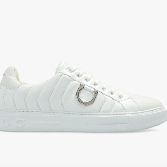 Salvatore Ferragamo men’s Quilted White Sneakers 12 m